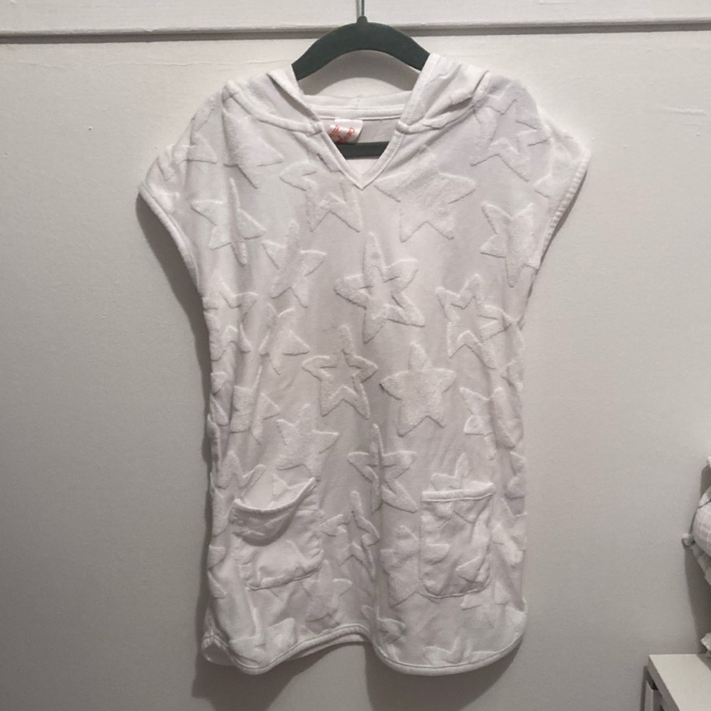 Cat & Jack 5T White Hooded Poncho with Star Design